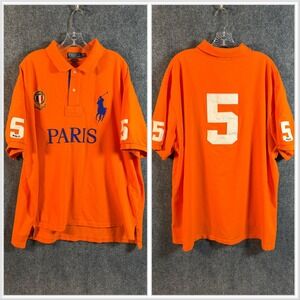 Polo Ralph Lauren Paris 5 Rugby Polo Shirt Men's 3XB Orange Big Pony France